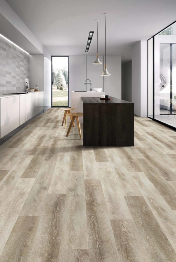 Medallion Aquarius 7" Room Scene With Pecan Shell Floor Sample On It